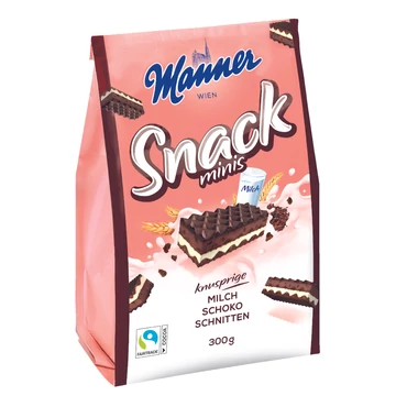 Manner Snack minis tejes-csokoládés ostya 300g