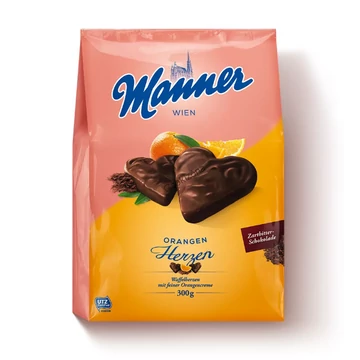 Manner Herzen narancsos - Ostyaszívek 300g