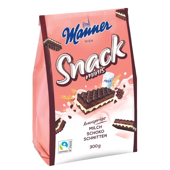 Manner Snack minis tejes-csokoládés ostya 300g