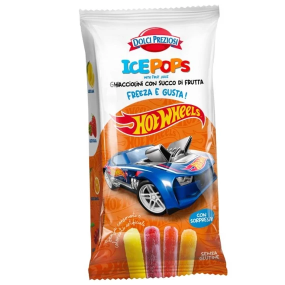 Jégnyalóka Hot Wheels – gyümölcs ízű jégnyalóka + 2 db ajándék tattoo (10x40ml) 400ml
