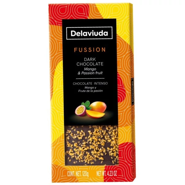 DELAVIUDA Étcsokoládé Mangóval és Passiógyümölccsel 120g